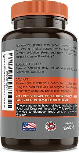 Back of a dietary supplement bottle with usage instructions and cautionary notes.