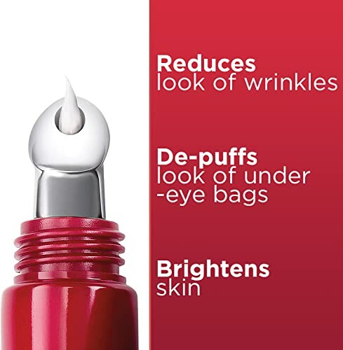 Eye cream benefits: reduces look of wrinkles, de-puffs under-eye bags, brightens skin.